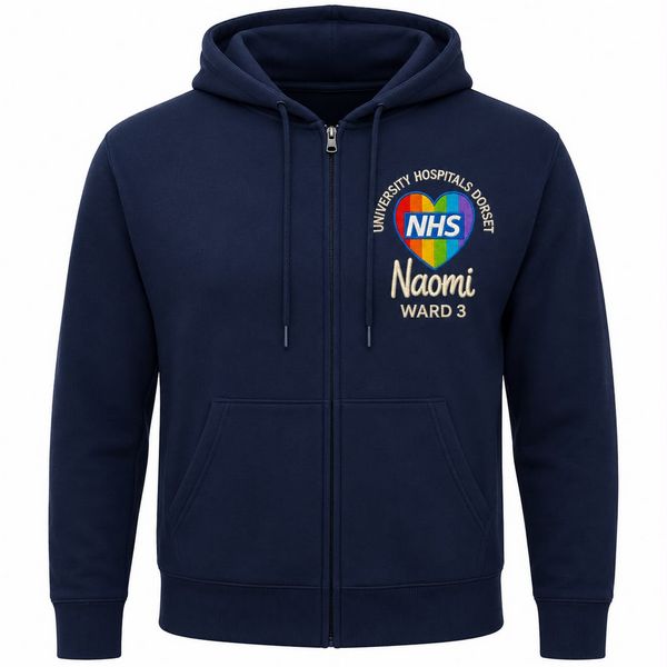 NHS Rainbow Heart Design Zipped Hoodie