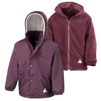 Burgundy Primary School Waterproof Coat With Embroidered Logo