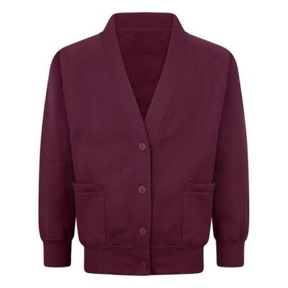 Burgundy Primary School Cardigan With Embroidered Logo