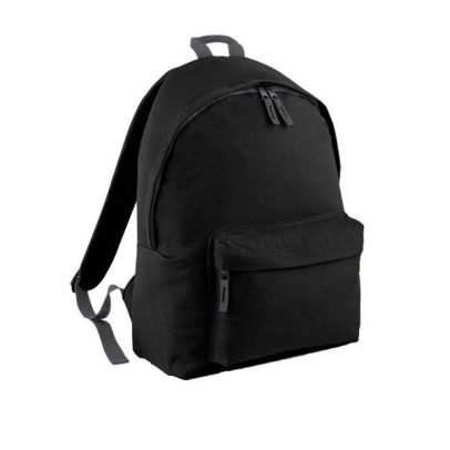 Black School Backpack With Embroidered Logo