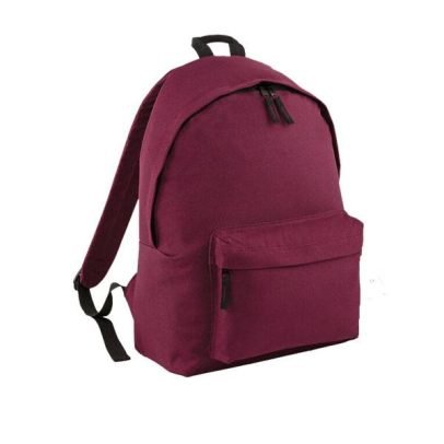 Burgundy School Backpack With Embroidered Logo