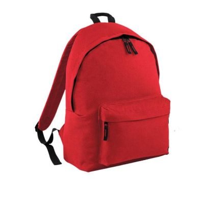 Red School Backpack With Embroidered Logo
