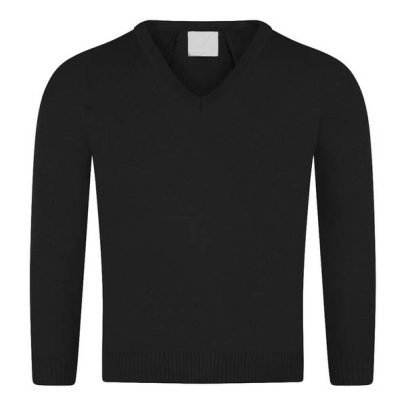 Black Knitted V Neck Jumper
