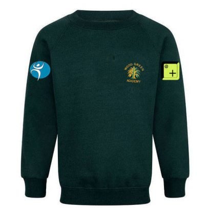 Wood Green Academy Green School Jumper With 3 Embroidered Logos